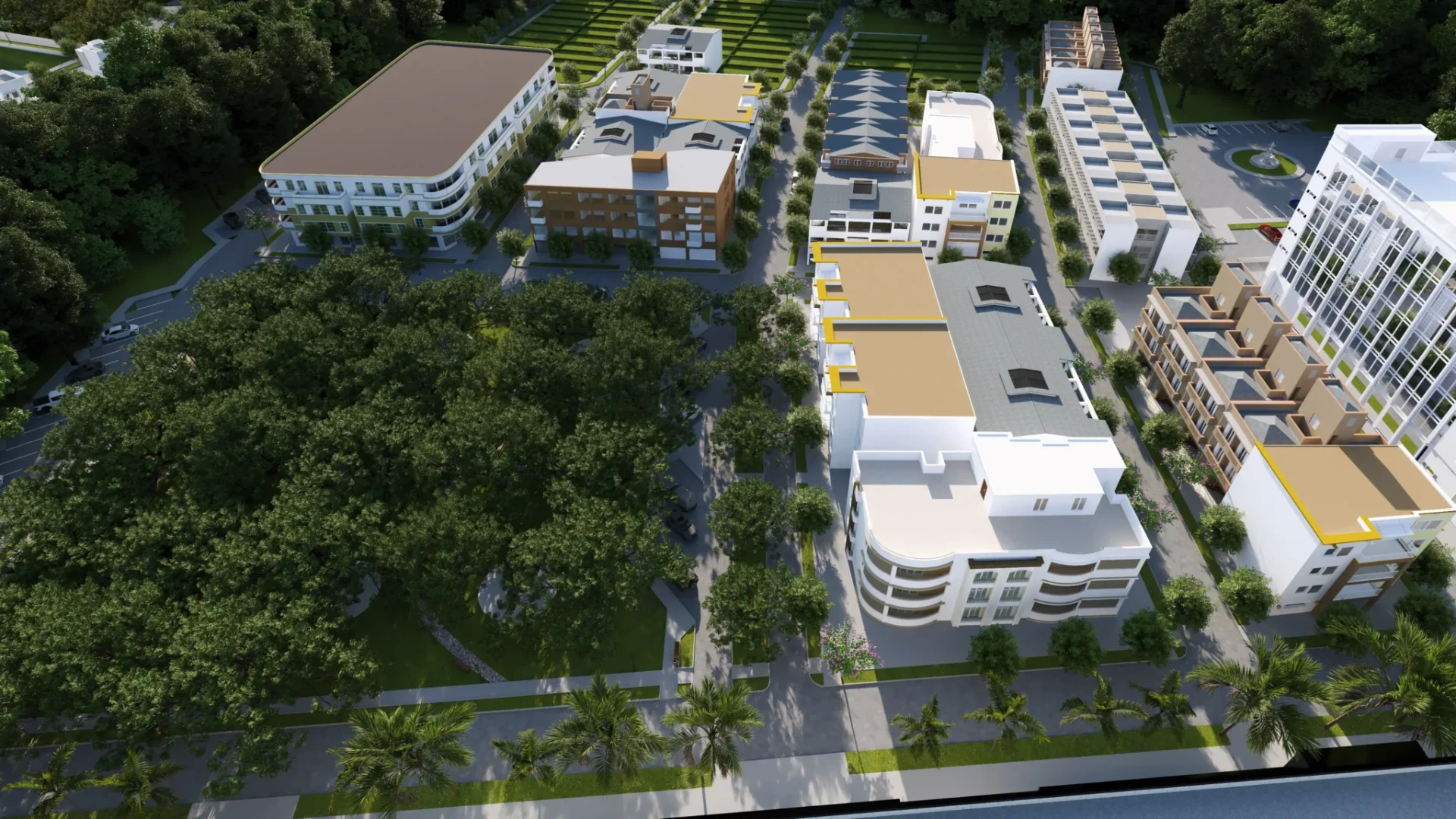 Samanes del Parque — render aéreo del proyecto